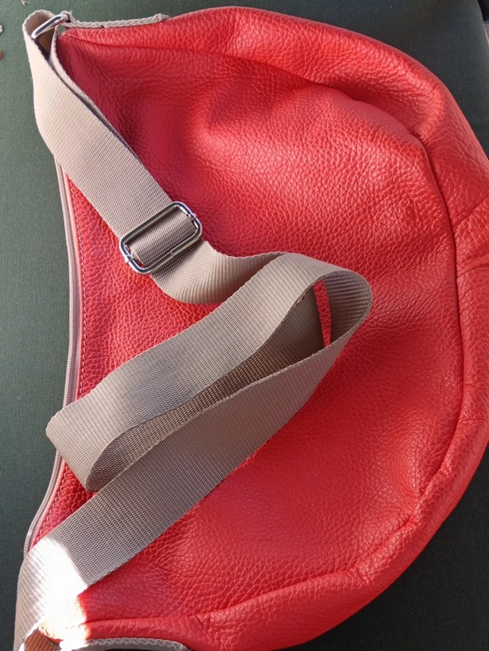 Persimmon Leather Crossbody Sling Bag - Casual Everyday Hobo